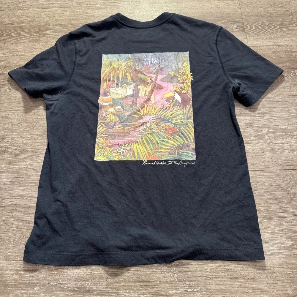 Banana Republic T-Shirt Mens Medium Black Cotton Into The Amazon Heritage Tee